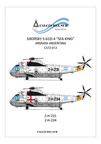 Sikorsky S-61d-4 Armada Argentina  1/72 Calcas Del Sur