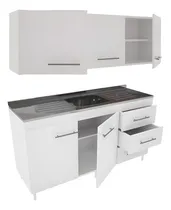 Comprar Combo Cocina 1.40 Bajo Mesada + Alacena + Mesada Acero Bacha