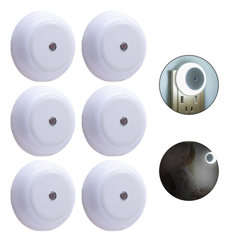 6 Piezas Luz De Noche Lámparas De Pared Led Baño Dormitorio