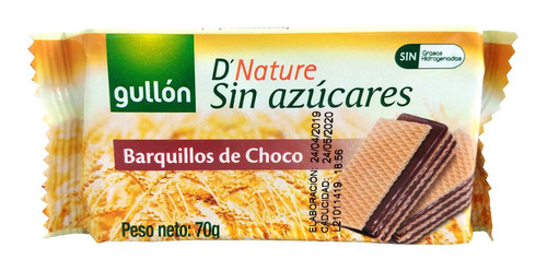 Galleta Wafer Chocolate Diet Nature Sin Azúcar 60g Gullón
