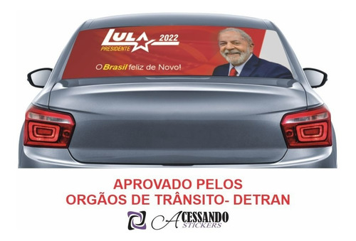 Adesivo Perfurado Vidro Traseiro Carro Lula 2022 Pt1 15x30cm
