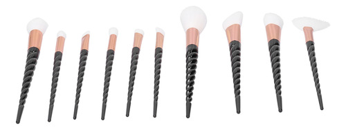 Juego De 10 Brochas De Maquillaje Con Mango En Espiral, Cerd