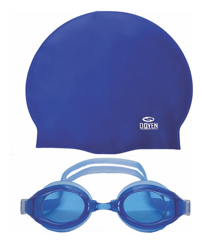 Kit Gorra Silicona Natación C100 + Antiparra Adulto 200 Azul