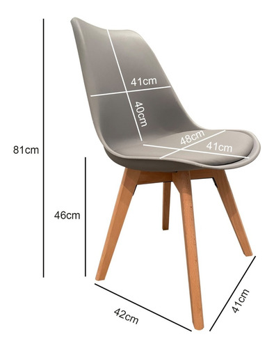 Imagen 2 de 6 de Silla Eames Tulip Acolchada Refuerzo Metal Gris X4