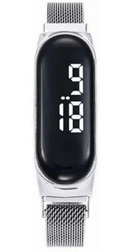 Imagen 4 de 8 de Reloj Led Touch Unisex Malla Metal Imán Ajustable Garantía