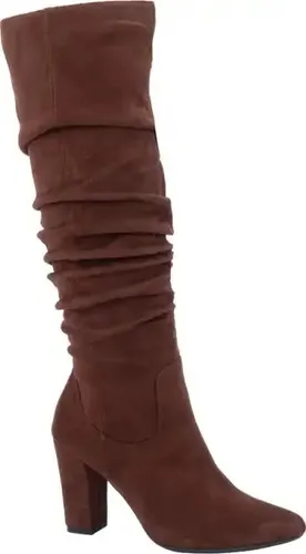 Botas Largas Corrugadas Gamuza Cafes Tacon 8 5cm Mujer Cuotas