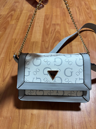 Crossbody Guess Original Blanco Floreado Níquel Gris