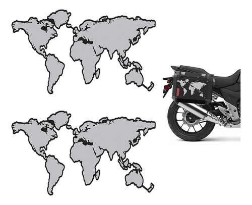 Adesivo Mapa Mundi Baú De Moto Bmw Triumph Tiger 28x17 - Par