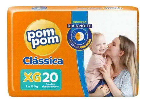 Fralda Descartável Infantil Pom Pom Clássica XG Pacote 20 Unidades