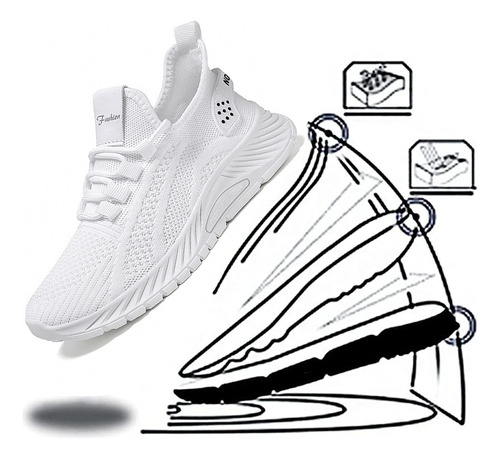 Zapatos De Tenis Elásticos Transpirables Moda Para Mujer