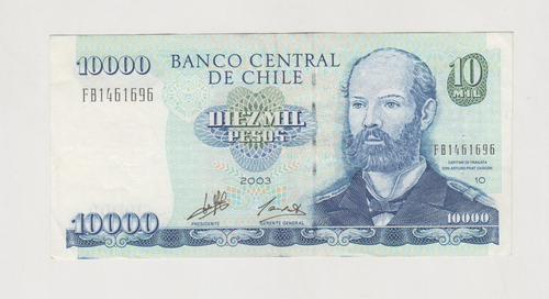 Billete Chile 10000 Pesos 2003 Sin Pie Imprenta Fb (c85)