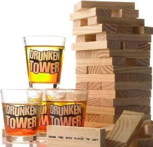 Drunken Tower Shots Jenga Torre Juego Alcohol Adultos 18+