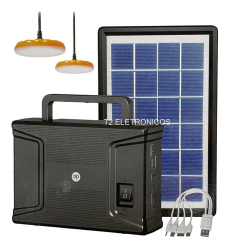 Kit Painel Solar Portátil Multifuncional /alta Potência+led