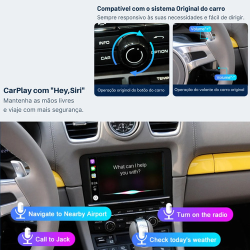 Módulo Carplay Wireless Sem Fio Apple Android Porsche Pcm3.1