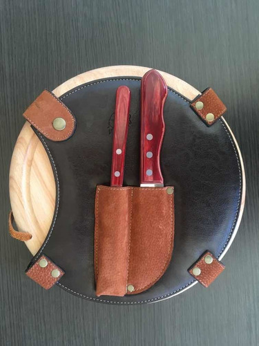 Juego Para Asado / Tabla Con Funda + Cuchillo Y Tenedor.