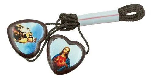 Escapularios Collar Católico Con Cordón Marrón Y Madera De I