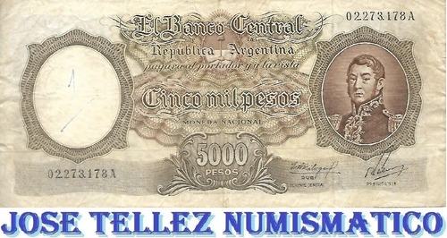 Bottero 2171 $ 5000 Moneda Nacional Serie A B Escr Palermo