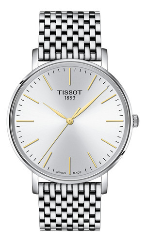 Reloj Hombre Tissot T143.410.11.011.01 Everytime Color de la correa Plateado Color del bisel Plateado Color del fondo Plateado