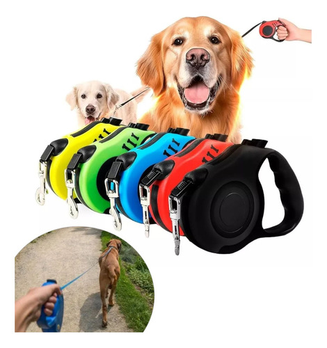 Coleira Pet Guia Retrátil P/ Cachorro Gato 5 Metros Até 20kg