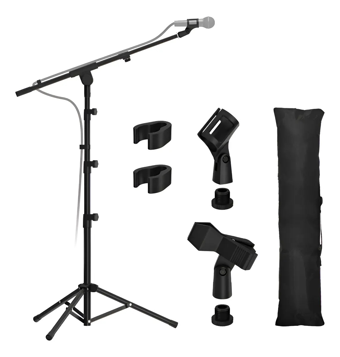 Pedestal Girafa Microfone BrisaBras Tripé Multirotação Preto 360°