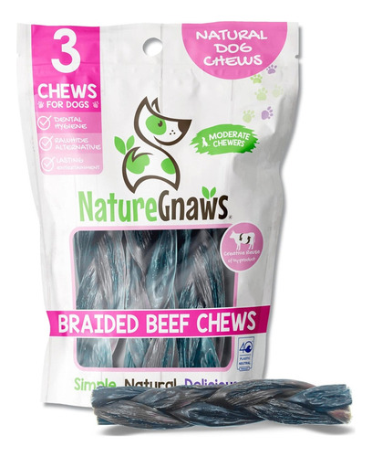 Trenzados De Carne Seca Para Perros Nature Gnaws 3 Unidades