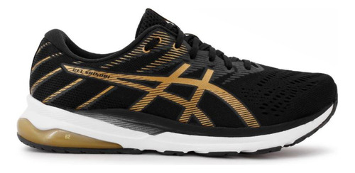 Tênis Asics Shinobi Unissex Preto Dourado Corrida Treinos