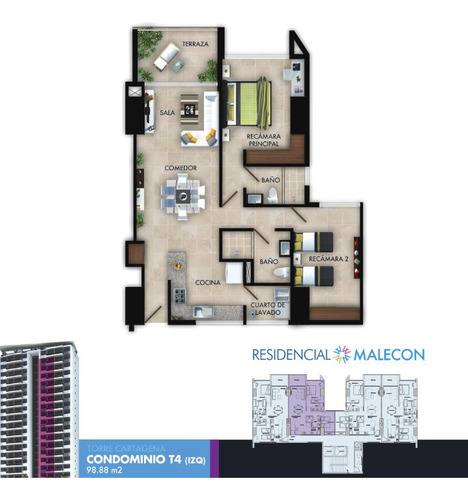 Departamento En Venta, 2 Recámaras, Nivel 7 4, Av. Bonampak, Cancún