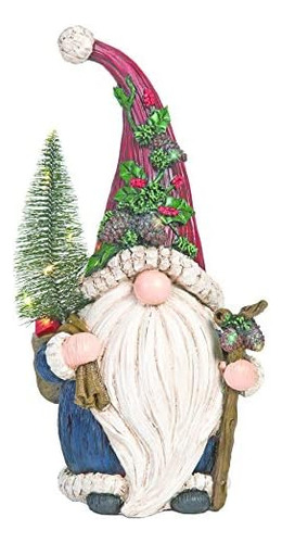 Large Lighted Resin Woodland Christmas Gnome, Battery O...