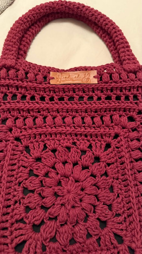 Bolso Artesanal Bolsa Cartera De Hombro Tejido Al Crochet Bordó