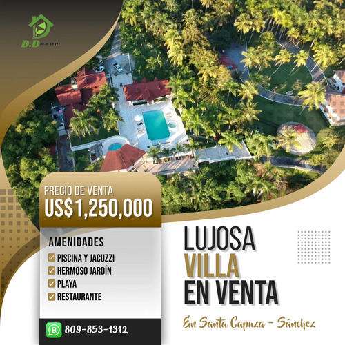 Lujosa Villa En 1ra Línea De Playa - Santa Capuza Sánchez 