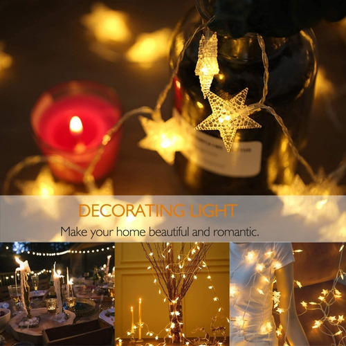 Tira Led Decorativas 6m 40led Luces De La Estrella Cuerda