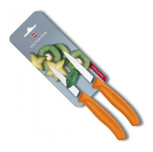 Kit 2 Facas Victorinox Swiss Classic, Serrilhada 8cm Laranja