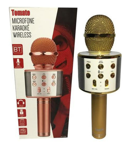 Microfone Sem Fio Karaokê Bluetooth Tomate - 5w, Sd, Usb