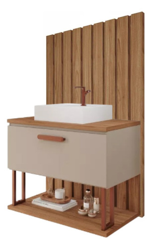 Gabinete Para Banheiro Duna 80cm P/ Banheiro +painel