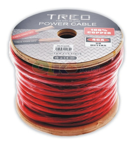 Cable De Corriente Calibre 4 20mt. 100% Cobre Treo Tr-pc420r