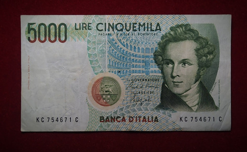 Billete 5000 Liras Italia 1985 Pick 111 Bellini