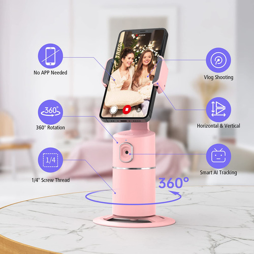 Auto Face Tracking Phone Holder Camrola Pink Rechargeable