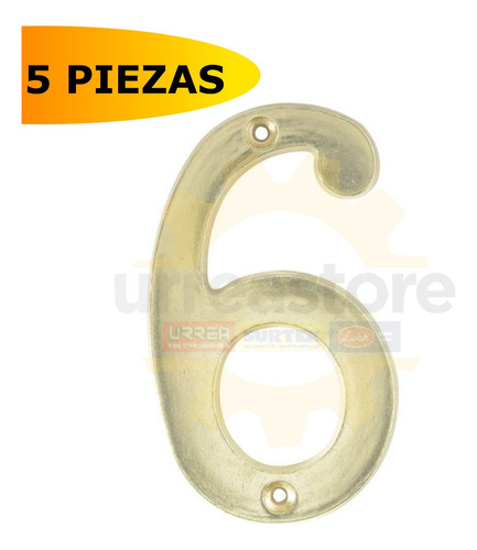 Lock L6806lb Pack 5 Numero ''6'' Slim 4  Latón Brillante