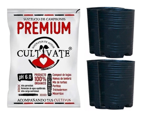 Sustrato Cultivate Premium 80lt Maceta 20 Lt Soplada 4u Grow