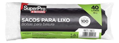 Bolsa Para Residuo 40lt 100 Unidades Superpro