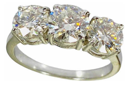 Anillo Compromiso 3 Gemas Diamante Moissanita Genuino Vvs-1