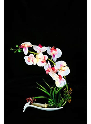 Flcsied Orquídea Artificial Maceta Arreglo De Phaleanopsis A