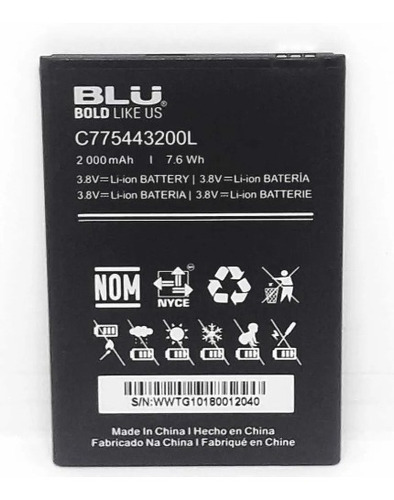 Bateria Pila Blu C5 2019 C775443200l  Tienda Chacao