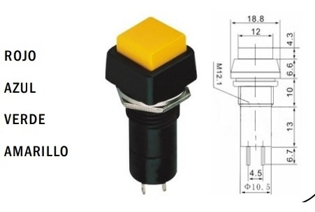 Suiche Cuadrado 2 Pines On-off 3a, 125v Ac Pack 2 Piezas 