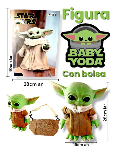 Figura Baby Yoda  (grogu) 26cm + Bolso Para Pasearlo