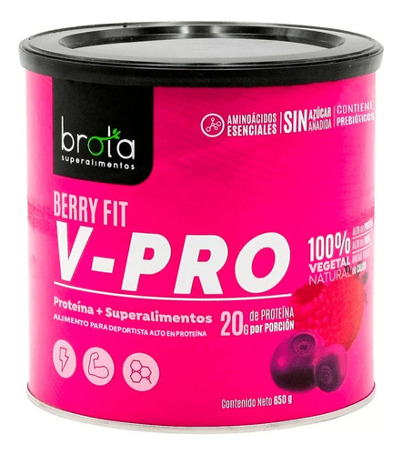 Proteína Vegetal Vegana (brota) V-pro Berry Fit 650gr 