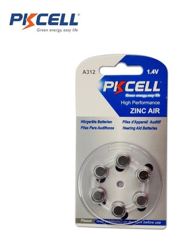 6 Baterias Pilas Pkcell A312 Pr41 Original Zinc-air Audifono