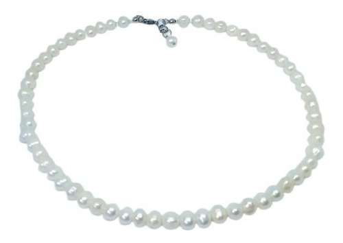 Collar Perlas Naturales Cultivadas Perlas 4/5 Mms Plata 35cm