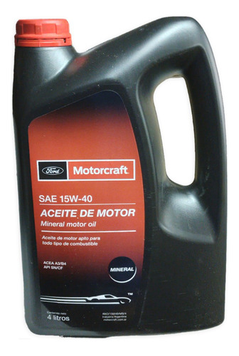 Aceite De Motor Mineral 15w 40  Motorcraft  X 4 Litros