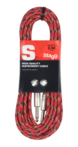 Cable Stagg Sgc6vt Rd Mallado Rojo Plug - Plug 6 Metros